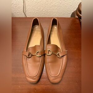 BAMBOO Tan Loafers with Gold Buckle
